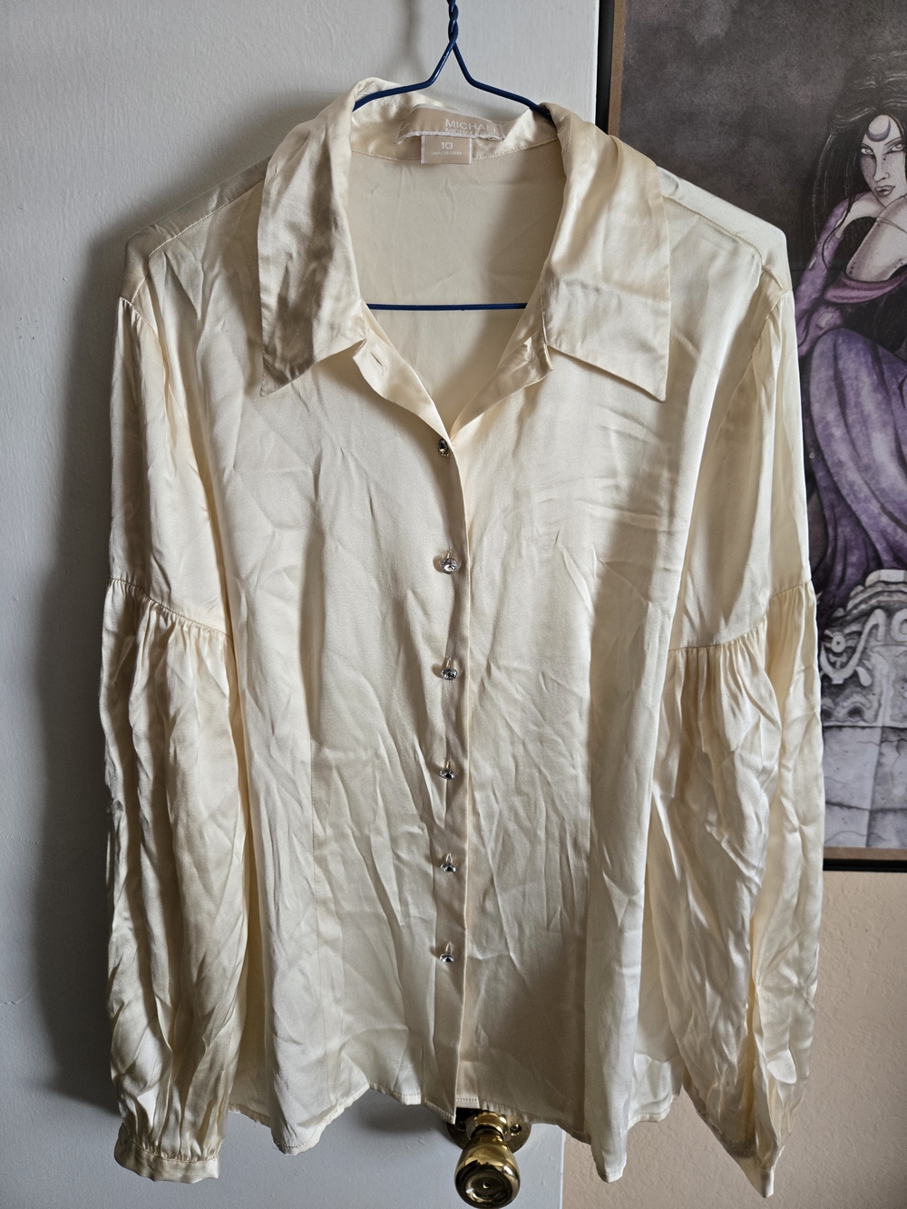 Michael Kors Ivory Silk Button Down Shirt